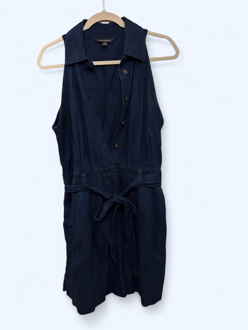 Banana Republic Navy Shirt Romper With Belt